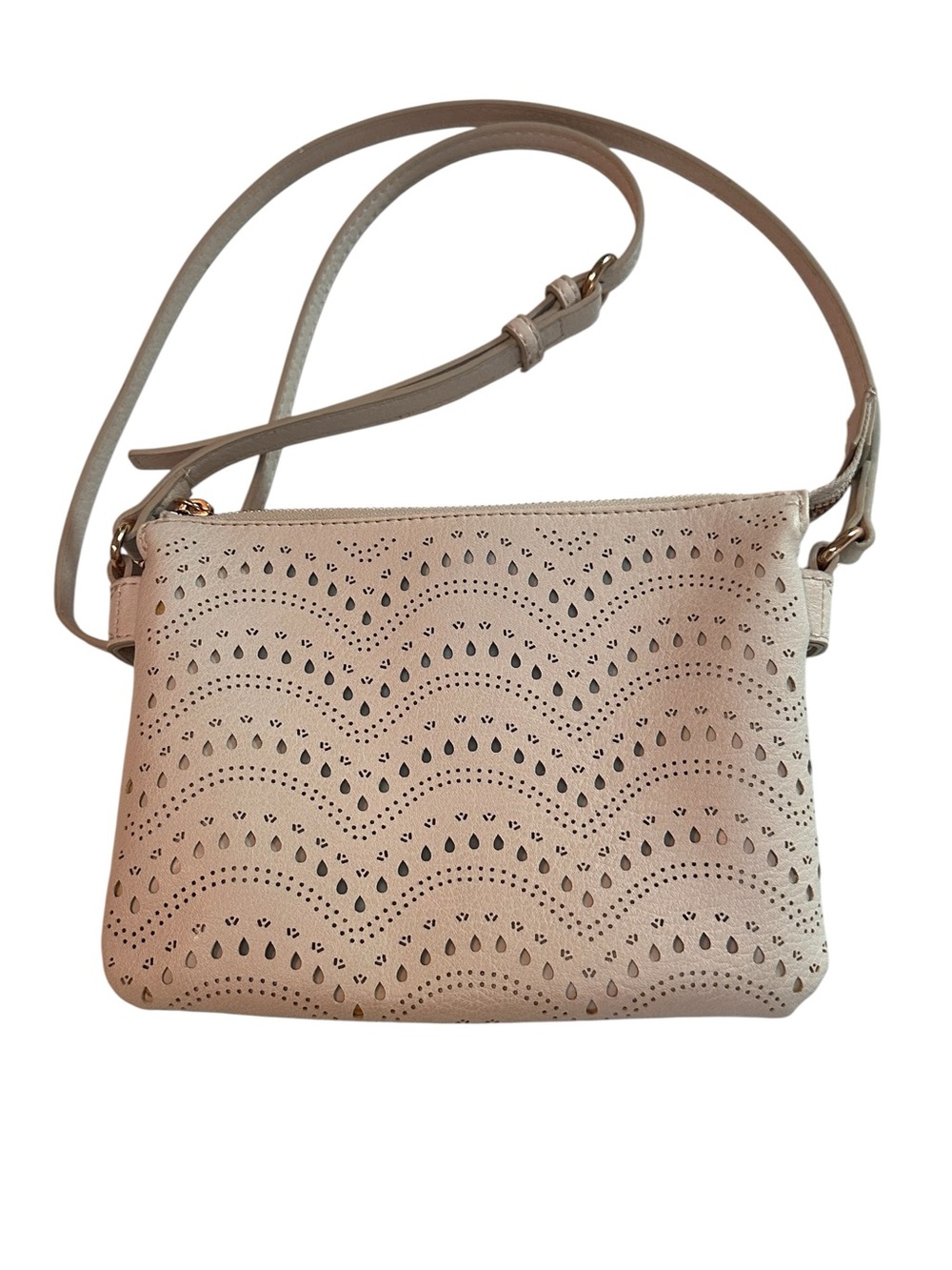 LC Lauren Conrad Creamy Ivory Laser-Cut Crossbody Bag